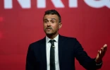 Luis Enrique s'exprimant devant les reporters lors de sa présentation officielle, le 19 juillet 2018 au centre sportif de Las Rozas de Madrid 