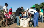 Uj homme vend des carottes sur un marché informel à Harare, au Zimbabwe, le 30 mars 2020
