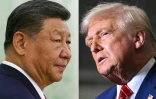 Le président chinois Xi Jinping (gauche), le 8 mai 2025 à Moscou, et son homologue américain Donald Trump, le 30 mai 2025 à West Mifflin aux Etats-Unis