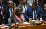 L'ambassadrice américaine à l'ONU Linda Thomas-Greenfield vote l'abstention le 25 mars 2024 lors du conseil de sécurité qui adopté par 14 voix pour et une abstention une résolution appelant à un "cessez-le-feu" à Gaza
