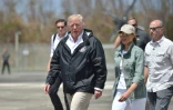 Arrivée de Donald Trump à Puerto Rico, le 3 octobre 2017 sur la base militaire Luis Muñiz, à une quinzaine de kilomètres à l'est de San Juan