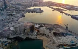 Silos au port de Beyrouth, dont une partie s'est effondrée après un incendie fin juillet, le 3 août 2022