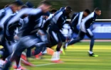 Les joueurs de l'équipe de France à l'entraînement à Clairefontaine (Yvelines) le 19 mars 2019
