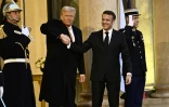 Le président élu américain Donald Trump sur le perron de l'Elysée avec Emmanuel Macron le 7 décembre 2024