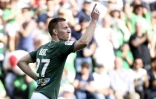 L'attaquant slovène de Saint-Etienne Robert Beric buteur lors de la réception de Troyes le 22 avril 2018