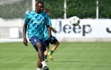 Moise Kean, l'attaquant de la Juventus, à l'entraînement à la veille du choc de C1 contre le PSG le 5 septembre 2022 à Turin