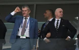 Davor Suker, à la tête de la Fédération croate de foot, assiste au match Croatie-Russie à Sotchi, au côté du patron de la Fifa Gianni Infantino, le 7 juillet 2018
