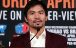 Le boxeur philippin Manny Pacquiao lors d'une conférence de presse à Beverly Hills le 19 janvier 2016