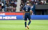 Le défenseur latéral marocain du PSG Achraf Hakimi, exclu contre Lorient, le 30 avril 2023 au Parc des Princes