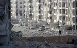 Un quartier d'Alep détruit par des bombardements, le 8 novembre 2016 en Syrie