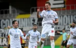 La recrue de l'OM Arkadiusz Milik après un but contre Lens, le 3 février 2021 au stade Bollaert