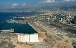 Vue aérienne du port de Beyrouth, le 26 août 2020, trois semaines après l'explosion du 4 août