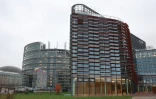 Vue du Parlement européen et du bâtiment Simone Veil prise le 21 novembre 2023 à Strasbourg (Bas-Rhin)
