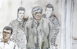 Croquis d'audience montrant Wojciech Janowski, le gendre d'Hélène Pastor, devant la Cour d'assises des Bouches-du-Rhône, le 17 septembre 2018
