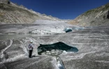 Le bas du glacier du Rhône à Gletsch (Suisse), le 24 juillet 2026