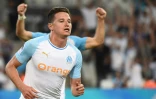 Le milieu de terrain de Marseille Florian Thauvin buteur lors de la réception de Toulouse le 10 août 2018