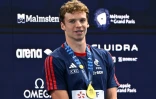 Léon Marchand, sacré champion d'Europe du 400 m nage libre, le 16 août 2026 à Saint-Denis
