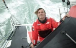 Le navigateur français Yannick Restaven, à bord de son monocoque "Maître Coq", lors d'une sortie en mer, le 7 octobre 2020 au large des côtes de La Rochelle