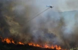 Un avion bombardier d'eau survole un incendie près de Gignac, dans le sud de la France, le 26 juillet 2022