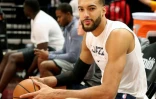 Le centre français de Utah Rudy Gobert le 4 décembre 2019 à Salt Lake City (Etats-Unis), avant un match contre les Los Angeles Lakers