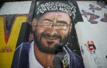 Une fresque mural du candidat à la présidentielle Ivan Cepeda à Bogota, le 19 jui 2026 en Colombie