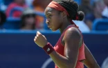 Coco Gauff lors de la finale du WTA 1000 de Cincinnati contre Karolina Muchova, le 20 août 2023 à Mason, dans l'Ohio