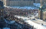 Manifestation contre l'obligation vaccinale et les restrictions sanitaires devant le Parlement d'Ottawa, le 29 janvier 2022 au Canada