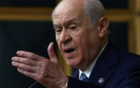 Le chef du parti ultranationaliste MHP, Devlet Bahceli à la Grande Assemblée nationale de Turquie, à Ankara, le 17 janvier 2023