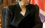 La Première ministre britannique Theresa May, le 3 avril 2017 à Amman, lors d'une visite en Jordanie