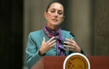 La présidente mexicaine Claudia Sheinbaum s'exprime pendant une rencontre de haut niveau avec des décideurs américains du monde des affaires à Mexico le 15 octobre 2024