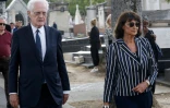 L'ex-Premier ministre Lionel Jospin (g) et son épouse Sylviane Agacinski aux obsèques de Sonia Rykiel, le 1er septembre 2016 à Paris