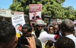 Manifestation contre le président somalien Mohamed Abdullahi Mohamed, dit Farmajo, à Mogadiscio, le 25 avril 2021