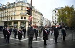 Hommage aux victimes des attentats du 13 novembre 2015, avec Anne Hidalgo et  Jean Castex devant le café La bonne bière à Paris, 5 ans après 