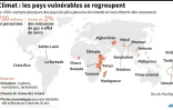 Localisation des pays du V20, menacés par le réchauffement climatique