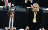 L'eurodéputée Marine Le Pen au parlement européen le 7 octobre 2015 à Strasbourg