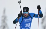 Le Français Emilien Jacquelin, lors de l'épreuve du 10 km sprint aux Championnats du monde de biathlon, le 12 février 2021 à Pikljuka (Slovénie)