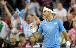 L'Argentin Juan Martin del Potro vainqueur du Croate Marin Cilic en finale de la Coupe Davis à Zagreb, le 27 novembre 2016