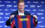 Le nouvel entraîneur du FC Barcelone Ronald Koeman lors de sa présentation officielle au Camp Nou le 19 août 2020