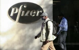 Devant le siège de Pfizer à New York le 9 novembre 2020