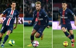 (g à d) Les joueurs du PSG Angel Di Maria, Neymar et Leandro Paredes, tous testés positifs au Covid-19