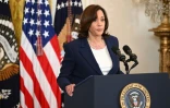 La vice-présidente des Etats-Unis, Kamala Harris, lors d'une allocution à la Maison Blanche à Washington, le 29 août 2023