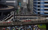 La manifestation pro-démocratie a commençé de façon pacifique sur Yeung Uk road, à Hong Kong, le 25 août 2019, avant de dégénérer un peu plus tard, la police ayant même pour la toute première fois utilisé des canons à eau
