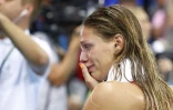 Yuliya Efimova en pleurs après sa 2e place dans le 100 m brasse le 8 août 2016 à Rio