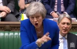 Une capture d'écran d'une séance au parlement britannique montrant la Première ministre Theresa May le 19 décembre 2018