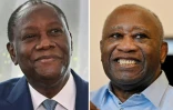 Photomontage du président ivoirien Alassane Ouattara (à gauche) et de l'ancien président ivoirien Laurent Gbagbo