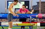Les perchistes Armand Duplantis et Renaud Lavillenie lors du meeting de Monaco, le 21 juillet 2023 