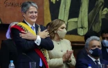 Le nouveau président de l'Equateur Guillermo Lasso et son épouse Maria de Lourdes Alcivar à Quito, le 24 mai 2021