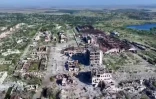 Les ruines de la petite ville de Tchassiv Iar, est de l'Ukraine - selon des images fournies par l'armée russe le 31 juillet 2025
