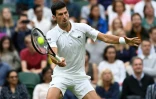 Le Serbe Novak Djokovic, lors de son match du 1er tour contre le Britannique Jack Draper, le 28 juin 2021 au tournoi de Wimbledon à Londres
