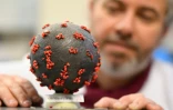 Le nouveau coronavirus en chocolat, c'est la création pour Pâques du chocolatier Jean-François Pre à Landivisiau, le 7 mars 2020